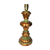 Vintage lamp foot gilded and green in carved turned wood