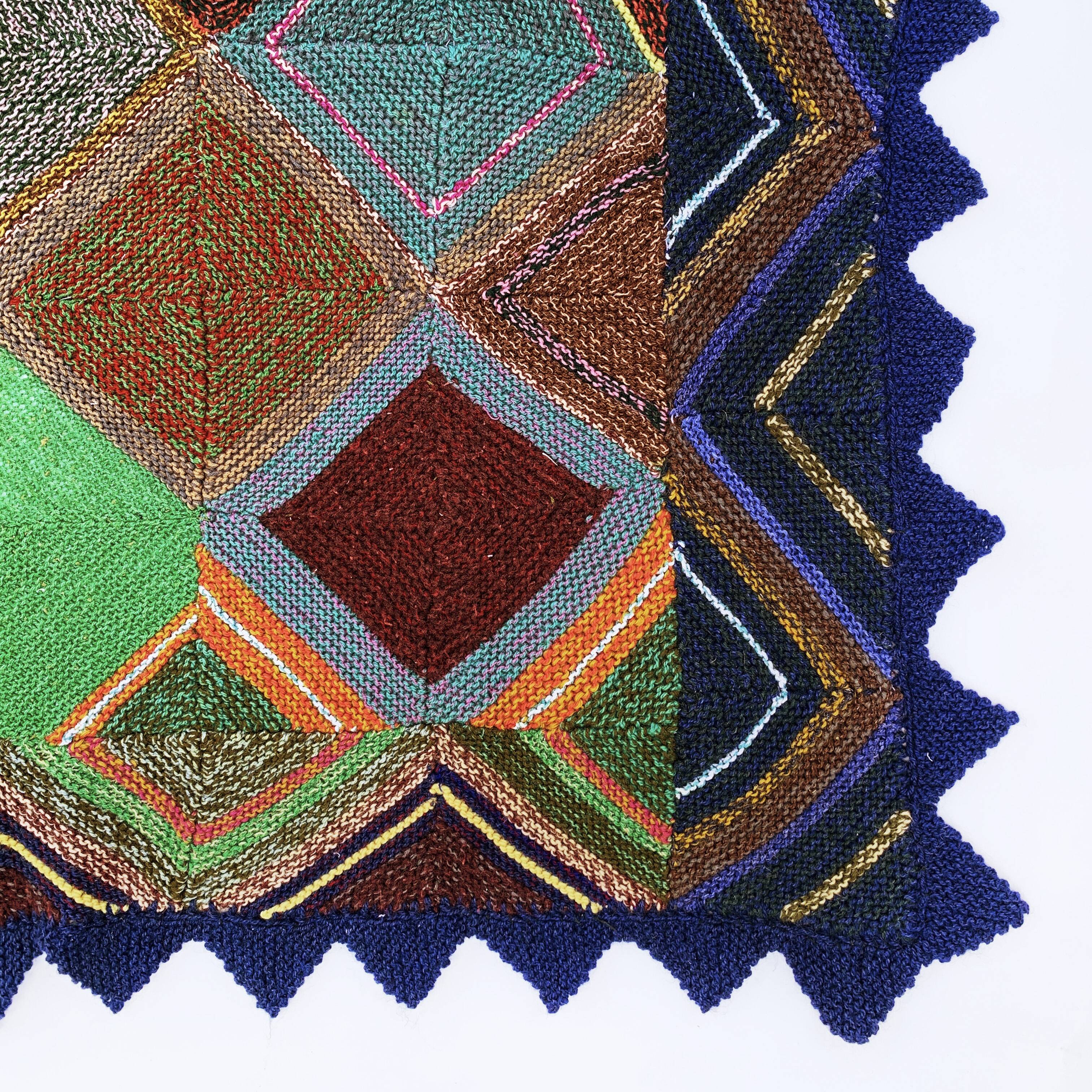 Knitted Diamond Throw Blanket Vintage 1970s