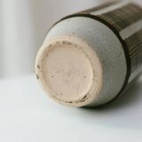 Brown Beige Ceramic Vase - Mid-Century Studio Vase, 1960s, Crosshatch Texture