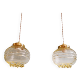 Paire de Suspensions Space Age en verre transparent jaune, années 1960-70