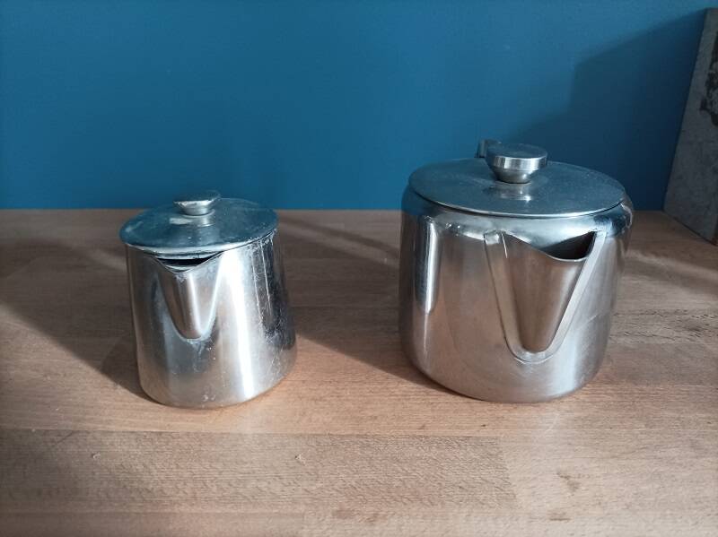 chrome stainless steel milk jug teapot