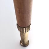 Pair of Grey Satin Lounge Chairs with Walnut Frame and Brass Feet Caps