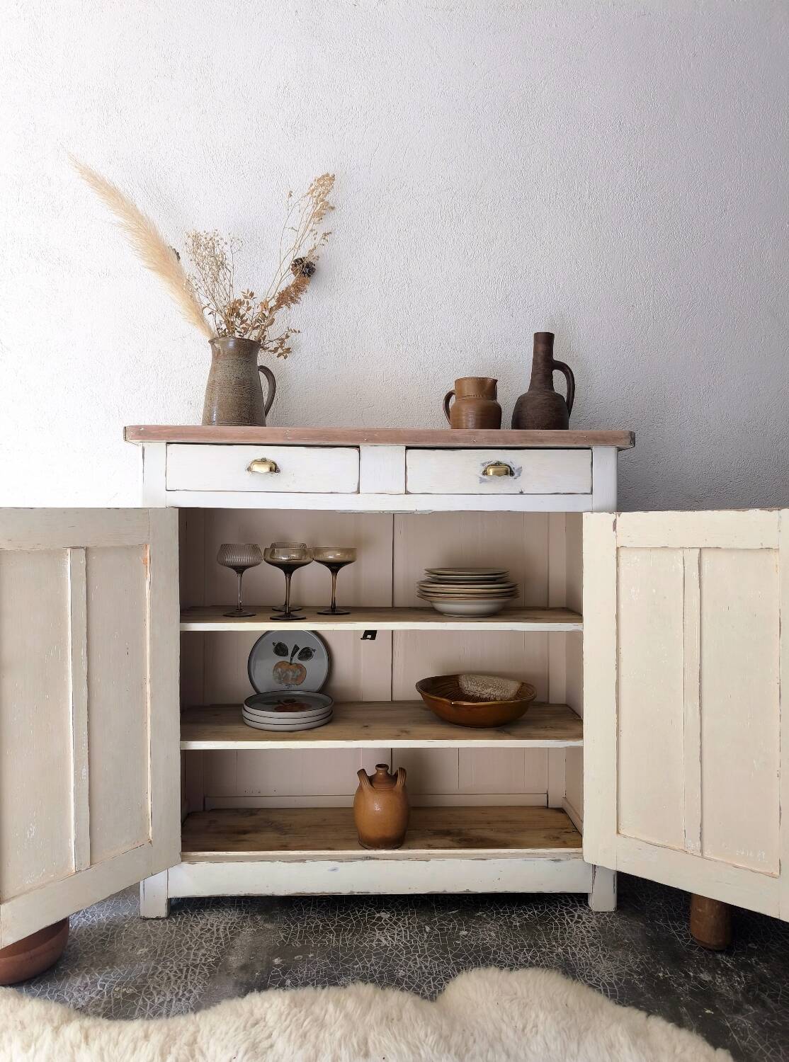 Distressed white buffet Parisian