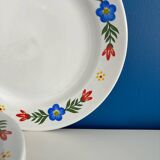 Set of 3 flat plates and 5 dessert plates with flower decoration, Tulowice Poland