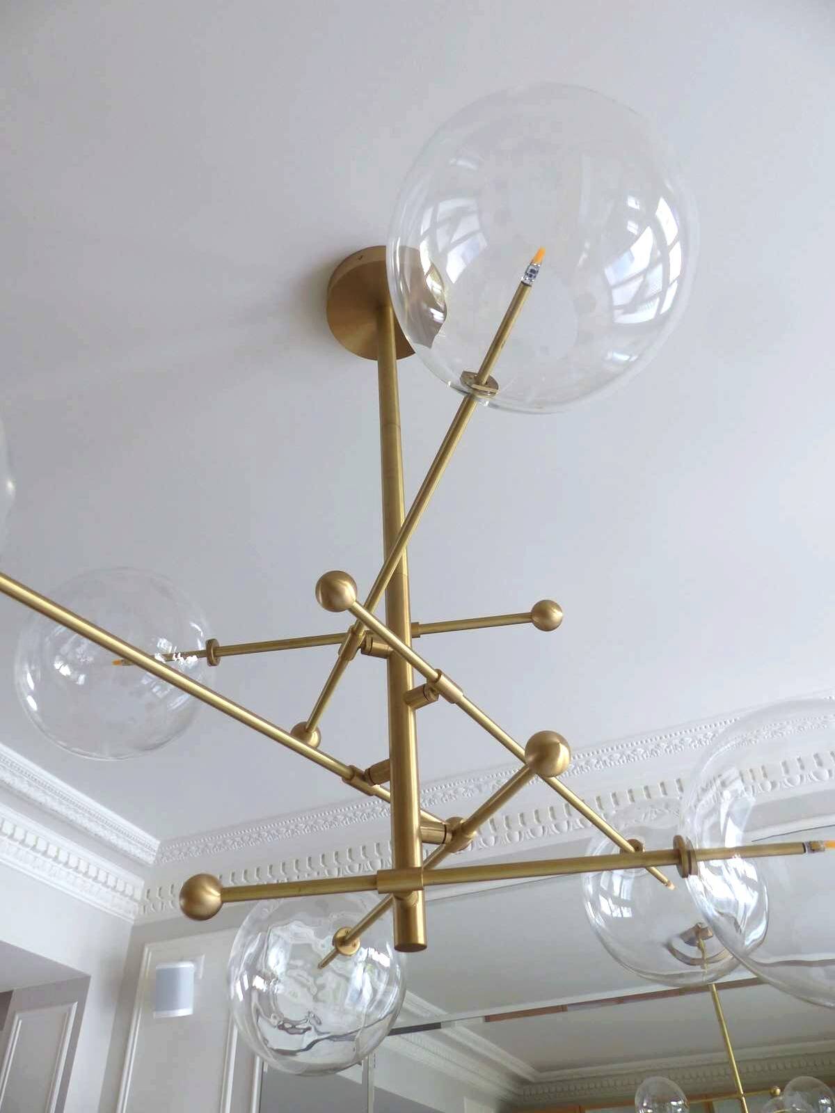 Suspension en laiton & verre Borosilicate " RD15 6 ARMS " design Schwung