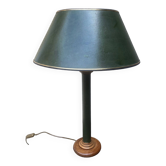 Vintage lamp in imitation green leather