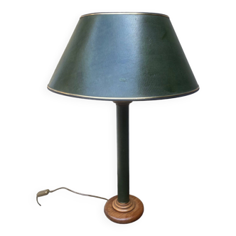 Vintage lamp in imitation green leather