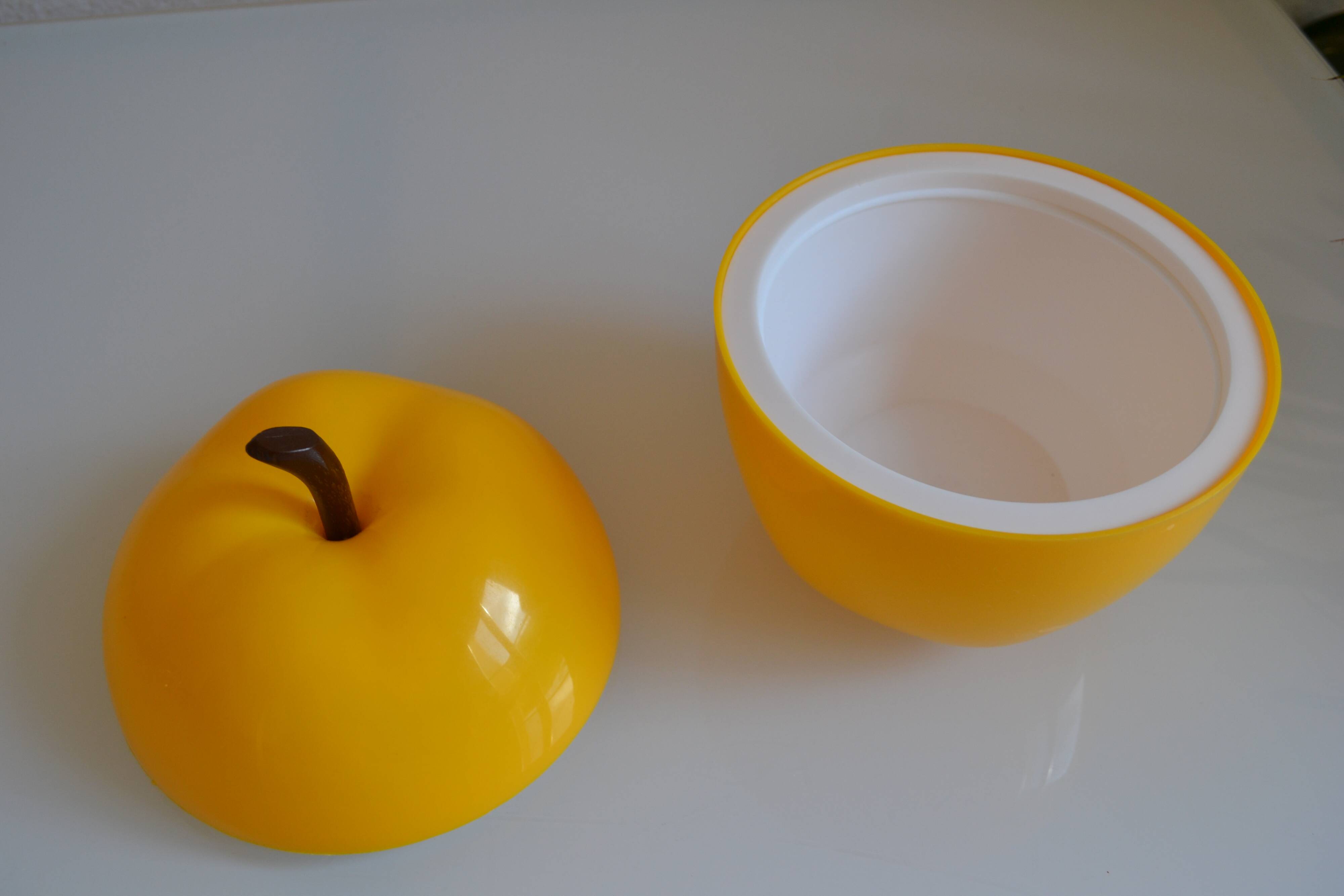 Vintage yellow apple ice bucket or ice cubes 1970 70's