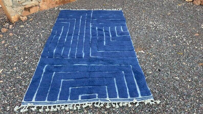 Handmade Berber rug, Beni Ouraine style, traditional, size 140 x 260 cm