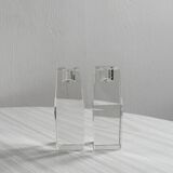 Duo de bougeoirs en cristal.