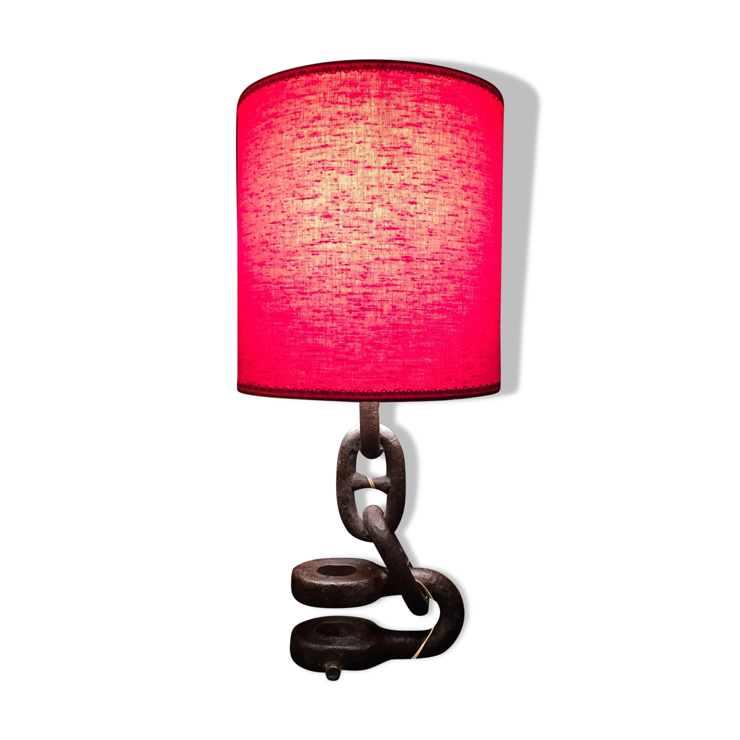 Vintage 1960s navy liner chain lamp red light