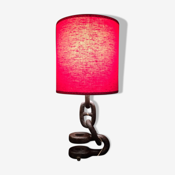 Lampe marine chaine de paquebot vintage années 1960 luminaire rouge