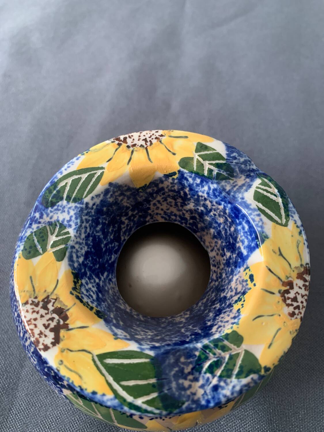 cendrier marocain décor fleurs bleu/jaune/vert