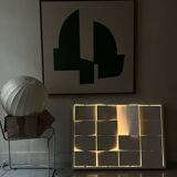 Modernist wall lamp with white metal shade, design by C. Grandidier.