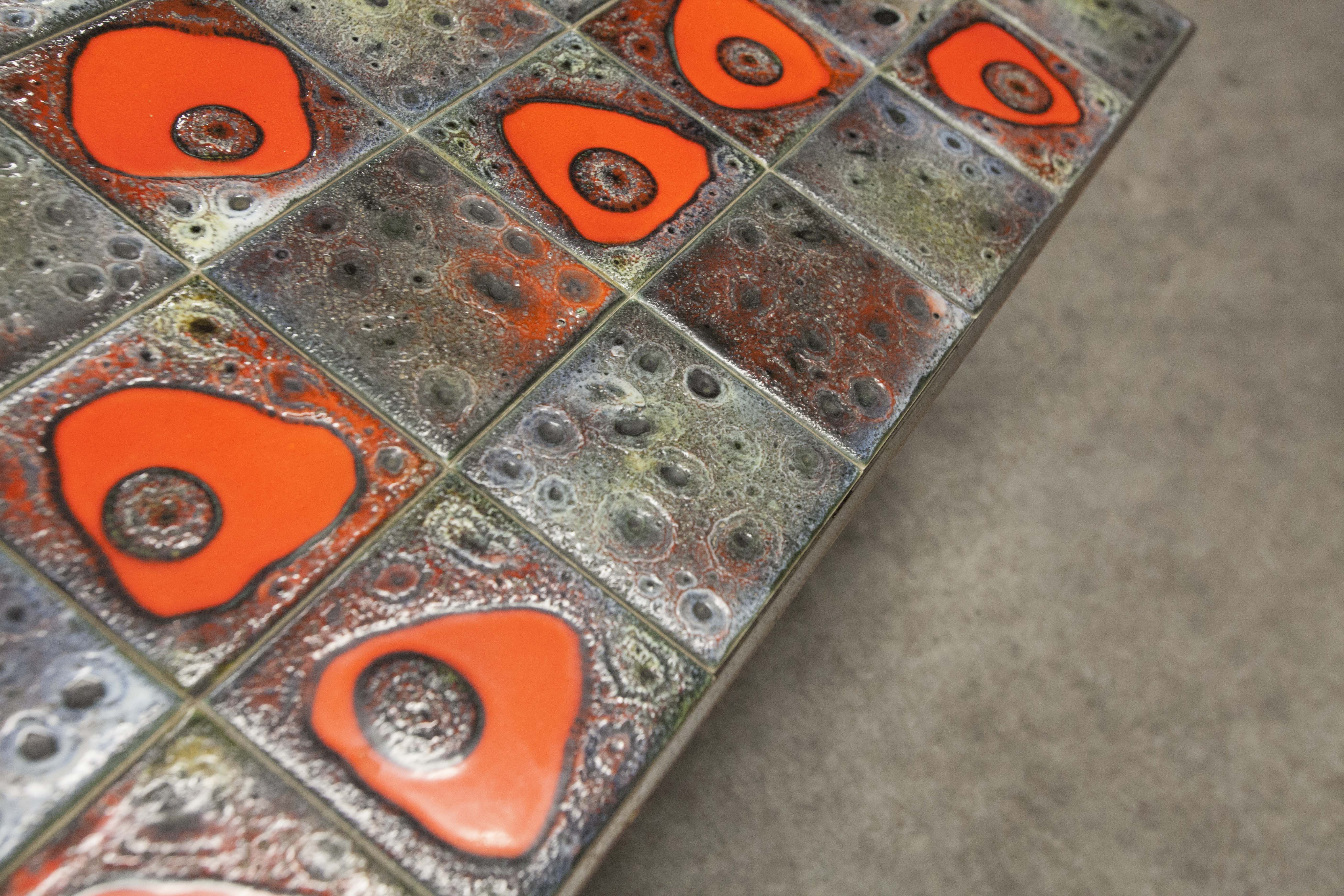 Seventies iron and ceramic coffee table