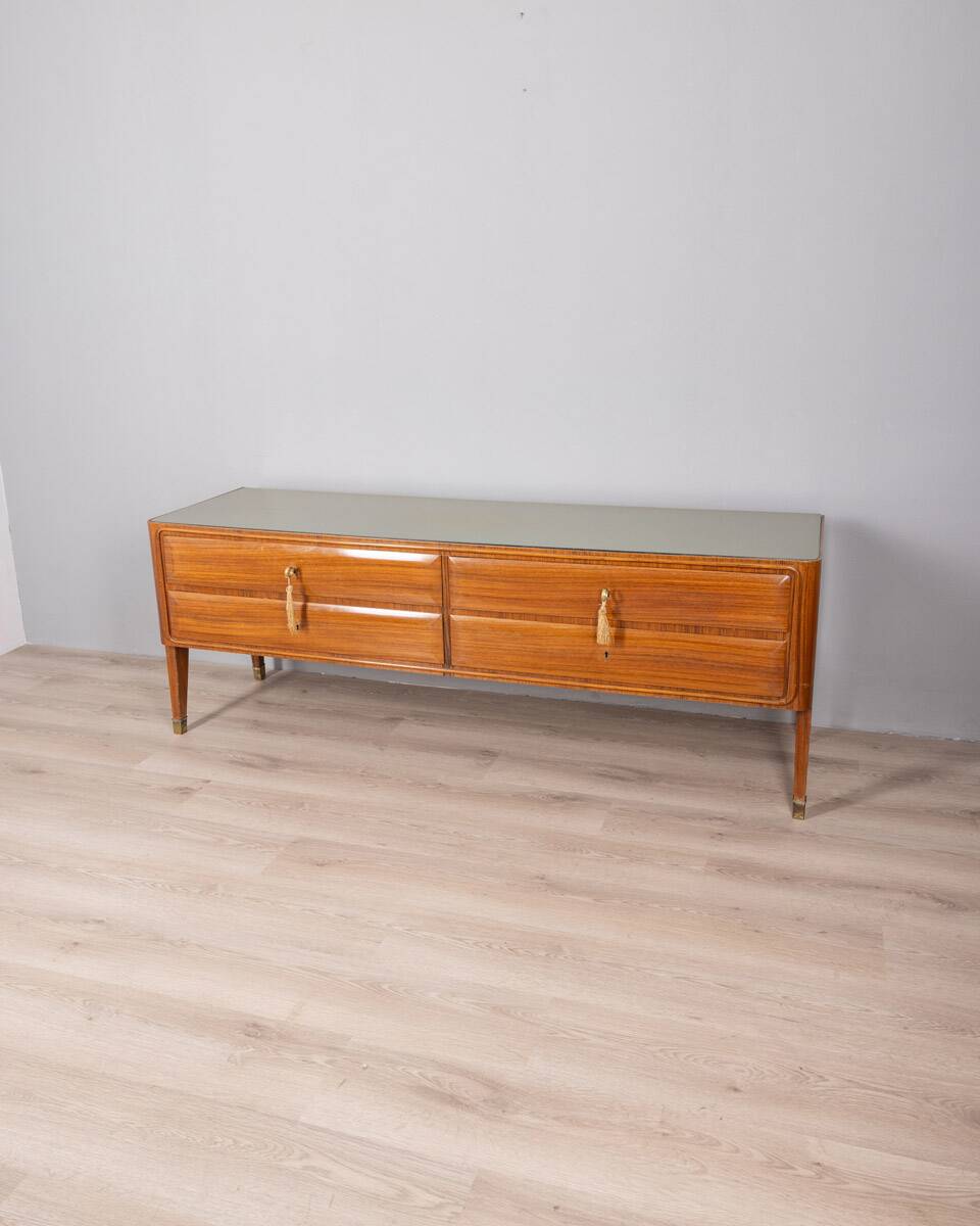 50s vintage sideboard sideboard in wood, brass and glass italian design