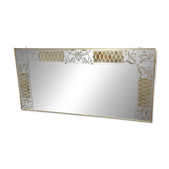 Exquis très grand miroir de bistrot Art Nouveau, France années 1930.