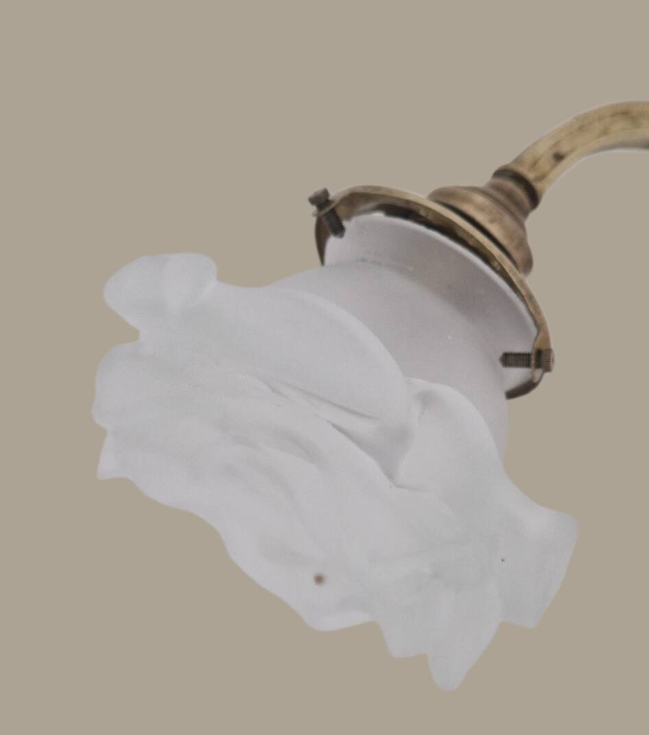 Art Nouveau wall light in gilded bronze - Frosted glass tulip - Period 1900