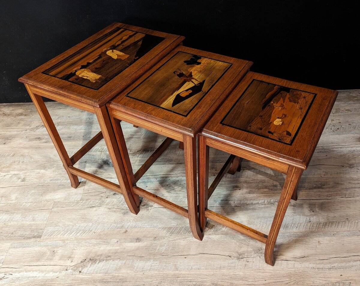 Asian Marquetry Nesting Tables