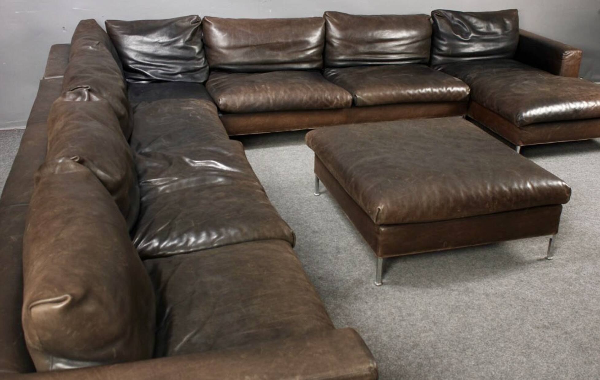 Gigantic modular leather sofa design for 12 people.