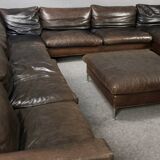 Gigantic modular leather sofa design for 12 people.