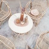Rattan armchairs and table