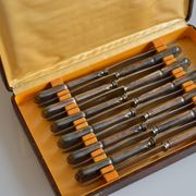 12 silver metal dessert or cheese knives