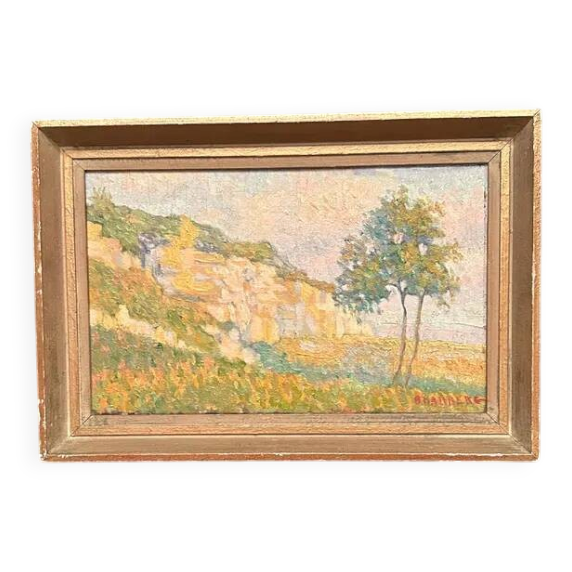Original Swedish Oil on Canvas – “Landscape” by B. Hallberg – Signed – Vintage & Framed – 50 × 33 cm