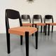 Lot of 6 blackened wooden chairs with French design fabric from the 1970s Self.