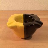 Cendrier céramique bicolore jaune et noir années 50 vintage
