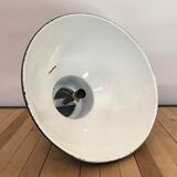 Large metal enamelled sheet metal workshop suspension lamp