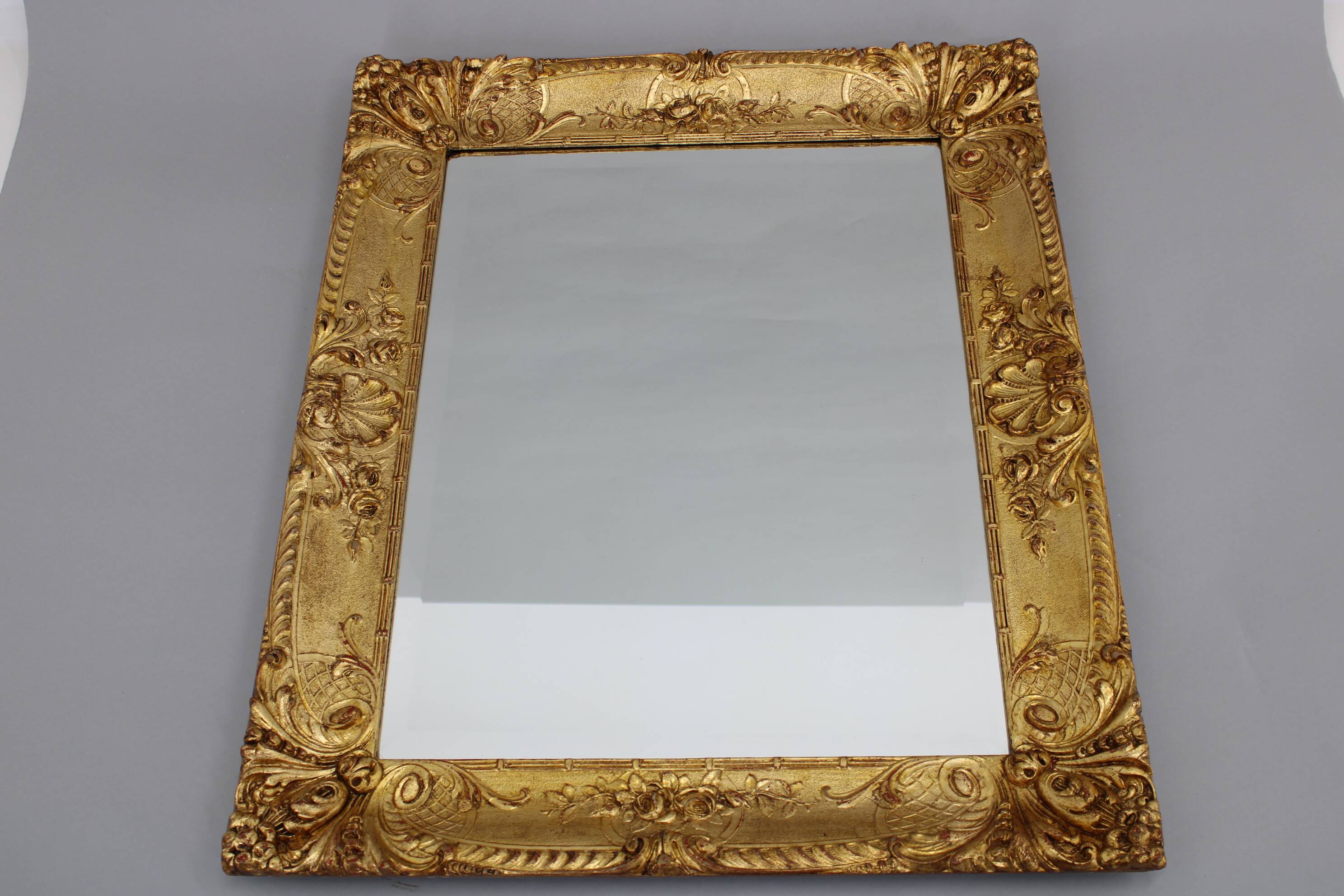 1940s Italian Mirror in Golden Wood Frame
