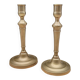 Duo round brass candle holders