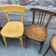 Lot 6 mismatched wooden bistro chairs