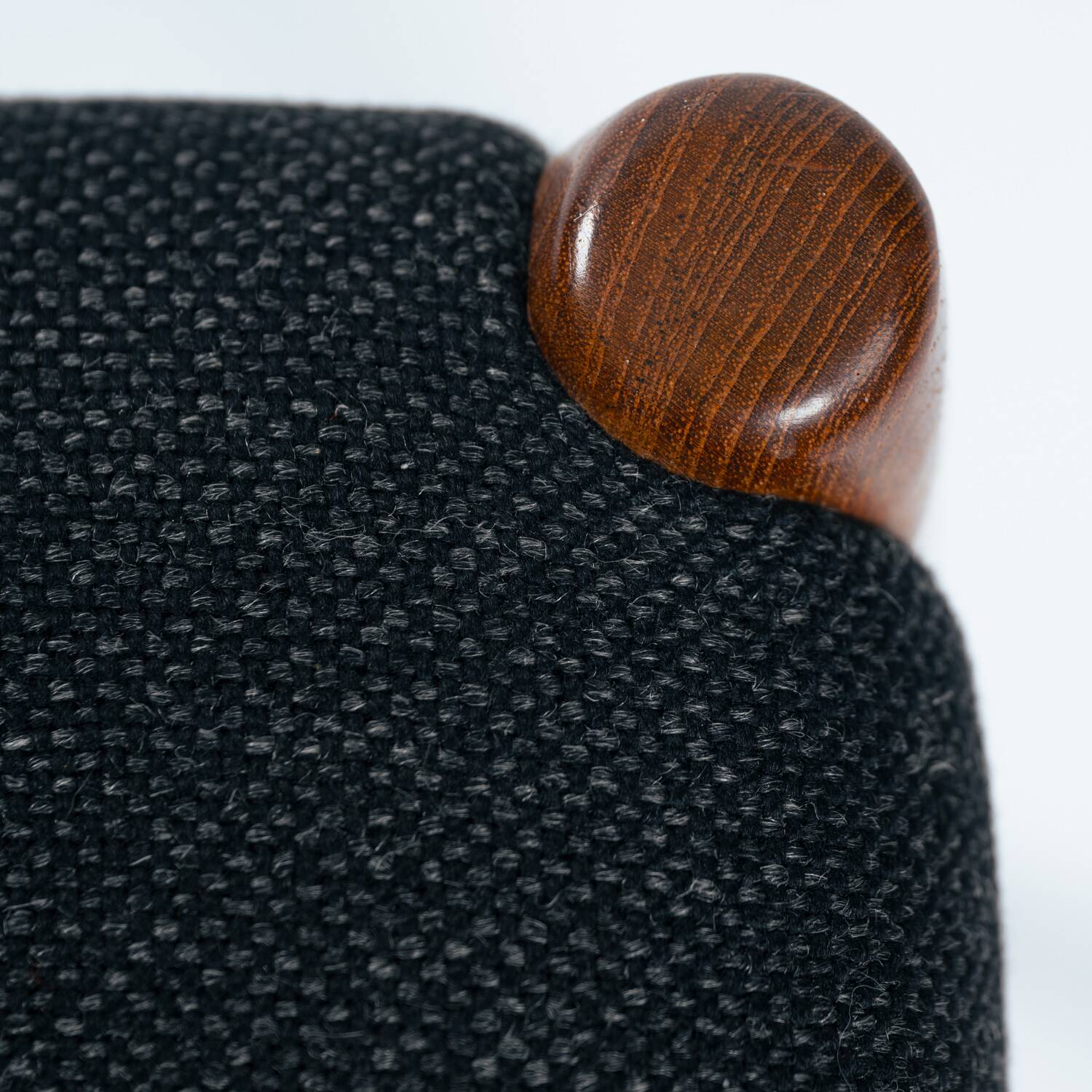 Niel O Moller teak stool 80a with black wool fabric, Denmark, 1960s