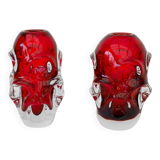 Mid-Century Modern Handmade Crystal Vases in Bright Red by Börne Augustsson