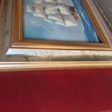 Set of two paintings with identical gold and silver frames
