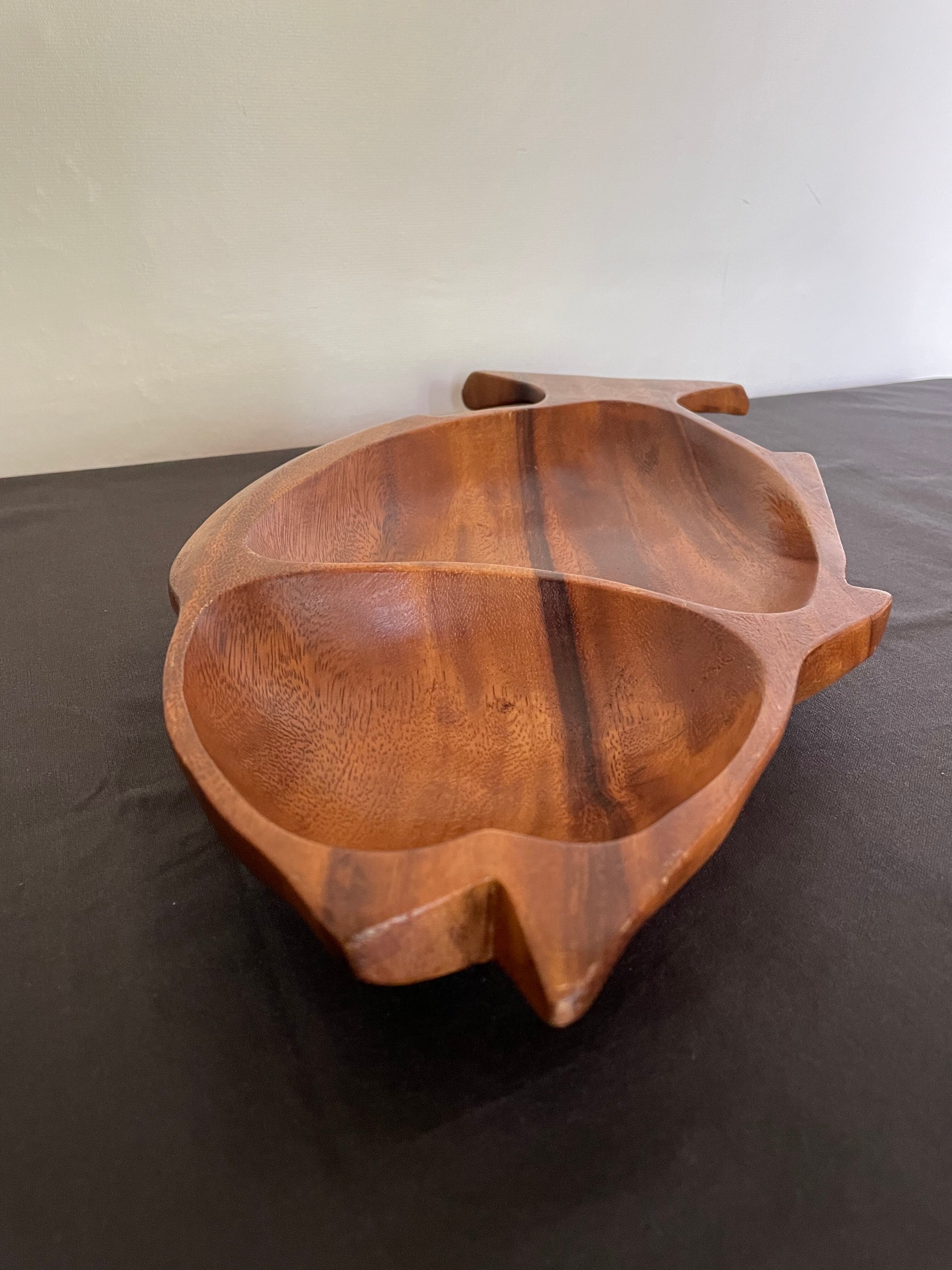 Wooden fish shaped dish