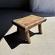 Small stool, rectangular curved accent stool in solid teak.