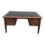 Louis XVI style minister's desk in solid walnut, 4 drawers, old manufacture