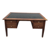 Louis XVI style minister's desk in solid walnut, 4 drawers, old manufacture