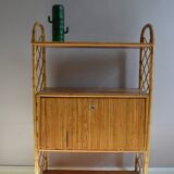 1950's rattan bar shelf