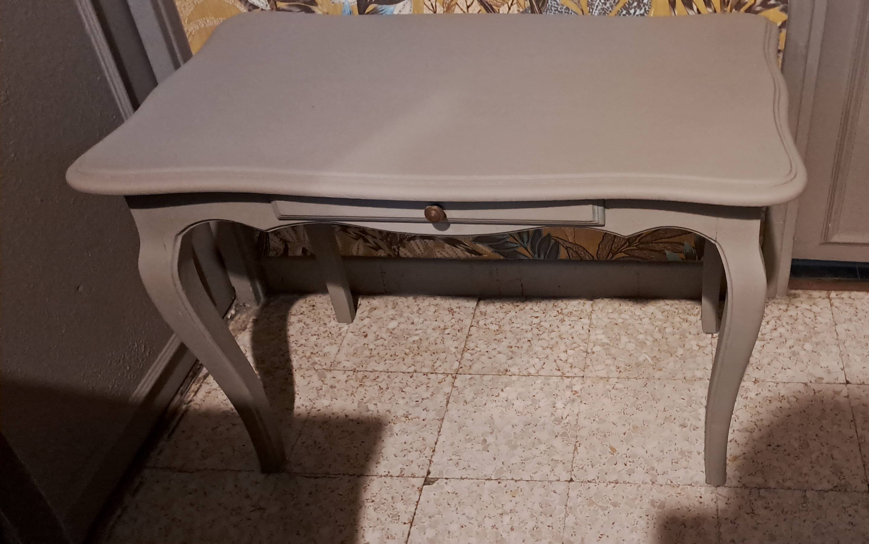 Rectangular solid wood coffee table painted gray 1960