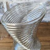 Large wavy pressed glass vase