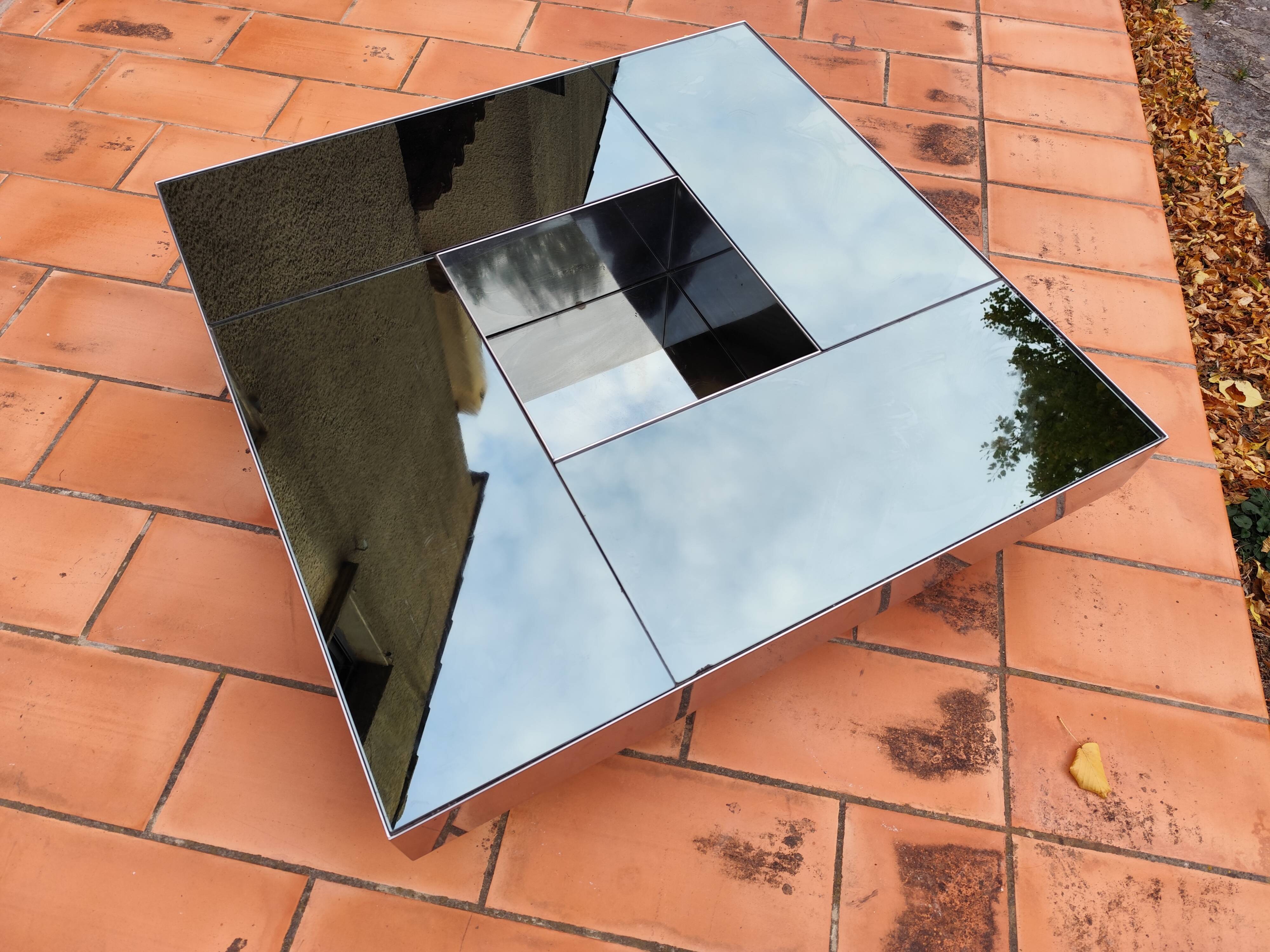 Shilling mirrored coffee table by Ausenda, Baldo Grossi & Gavioli