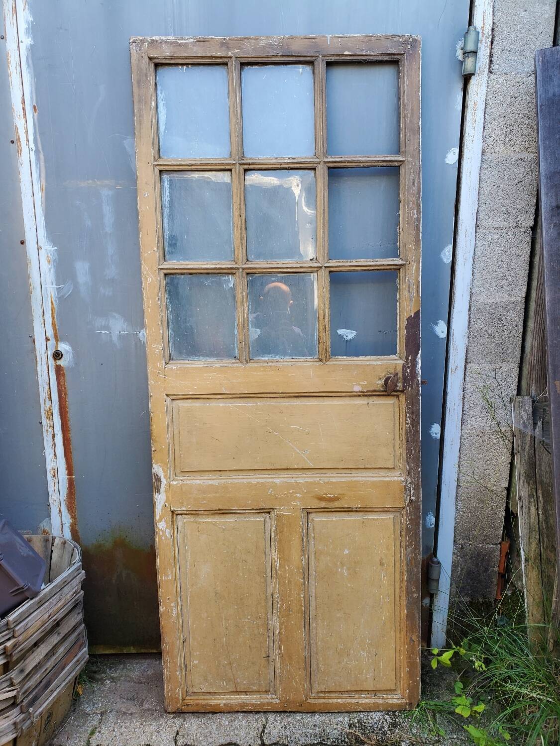 Antique glass interior door