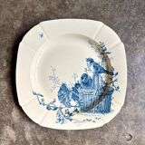 Assiette creuse Gien en terre de fer bleue, service "Oiseaux" vers 1870 n°1