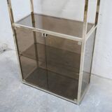 Bookcase vintage shelf in brass and smoked glass