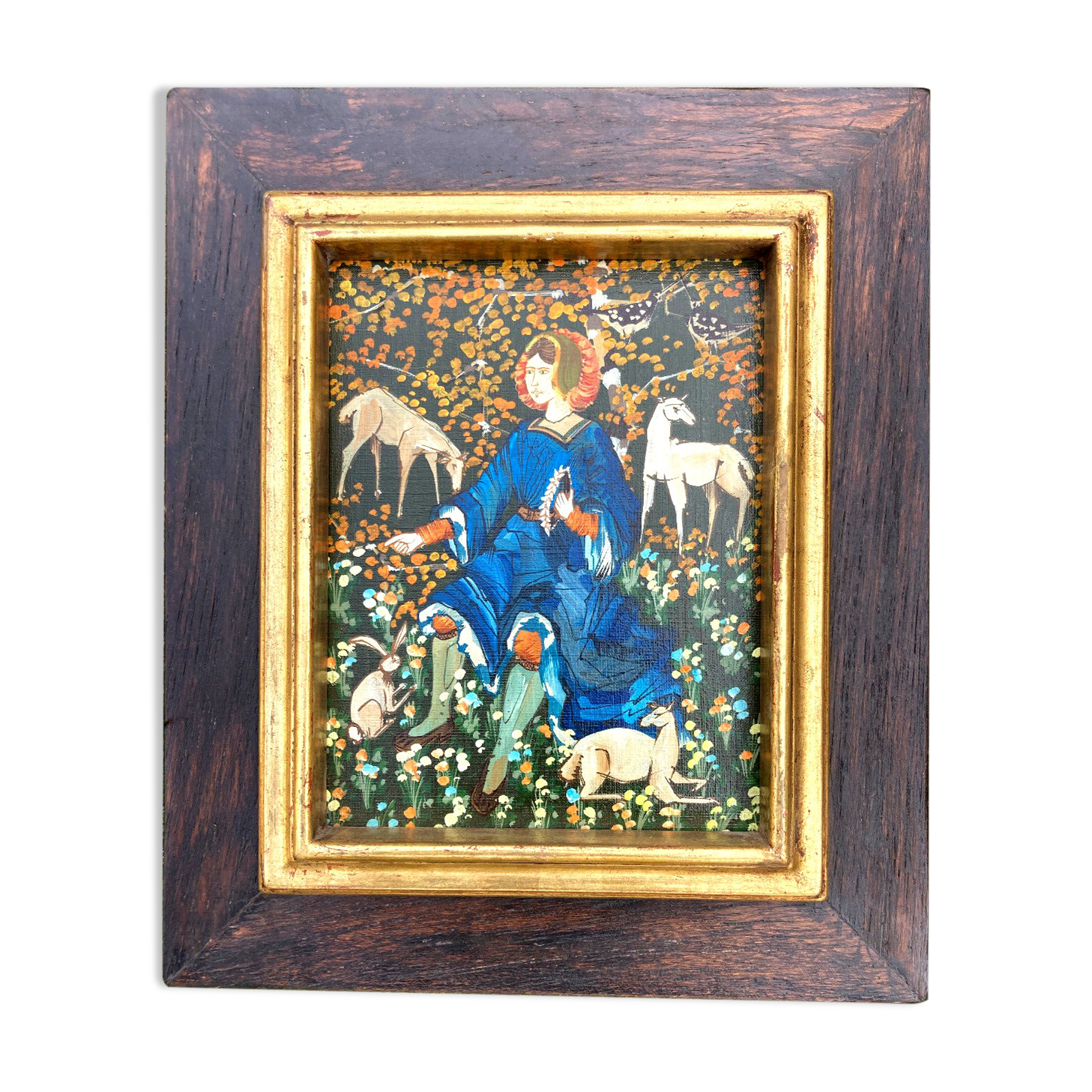 Painting Contemporary Art - Damsel and the animals of the forest