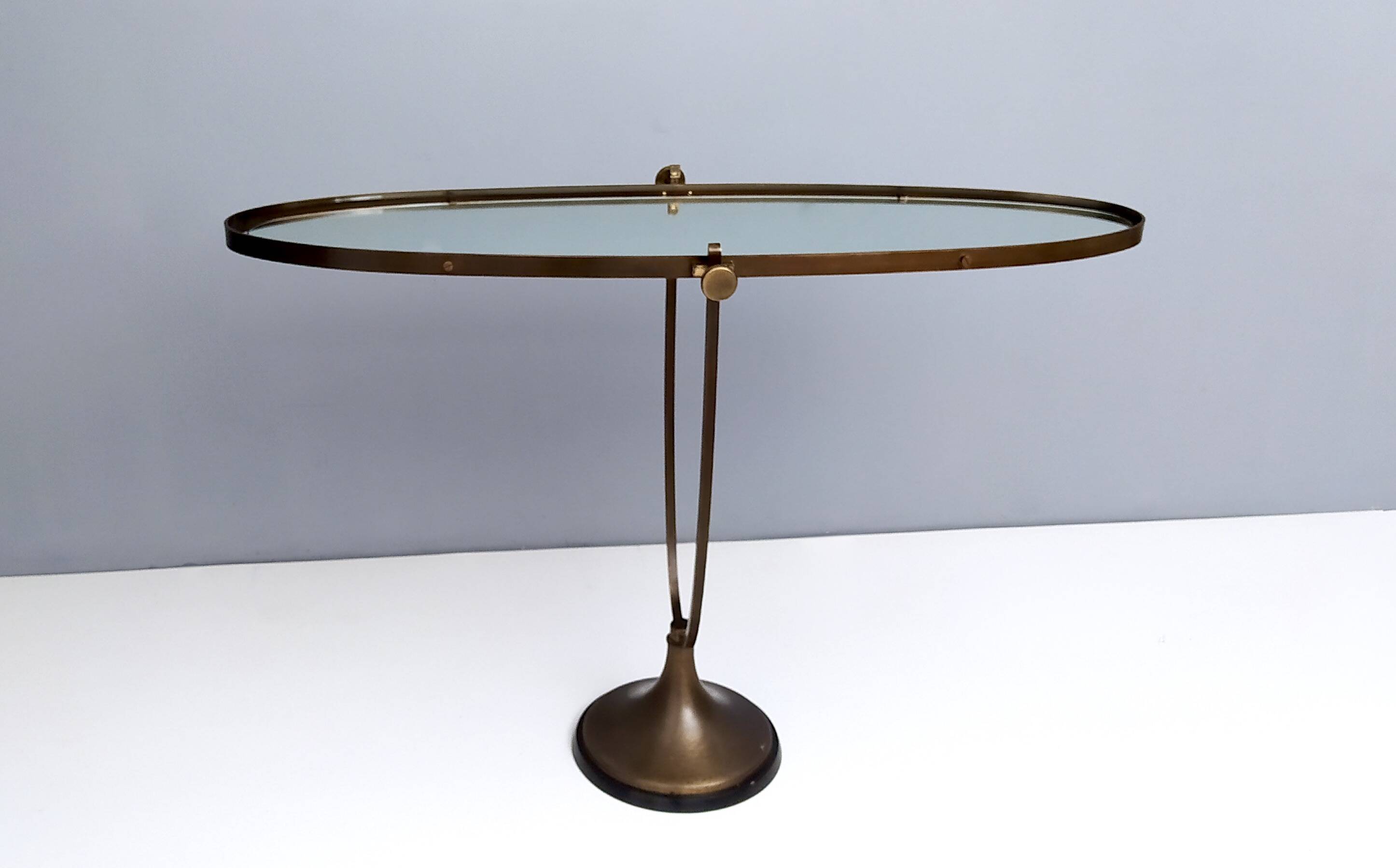 Vintage Oval Cheval Mirror with Brass and Metal Frame, Italy